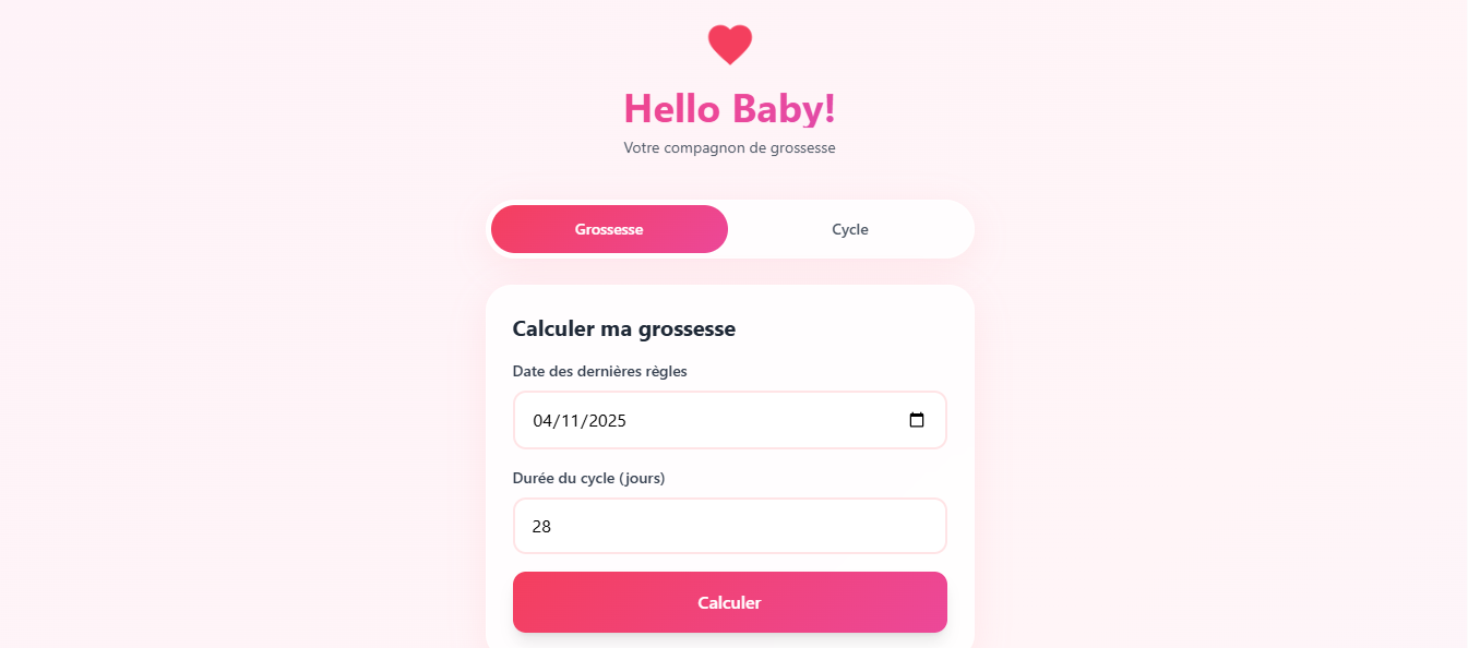 Apllication de suivi de grossesse et de cycle